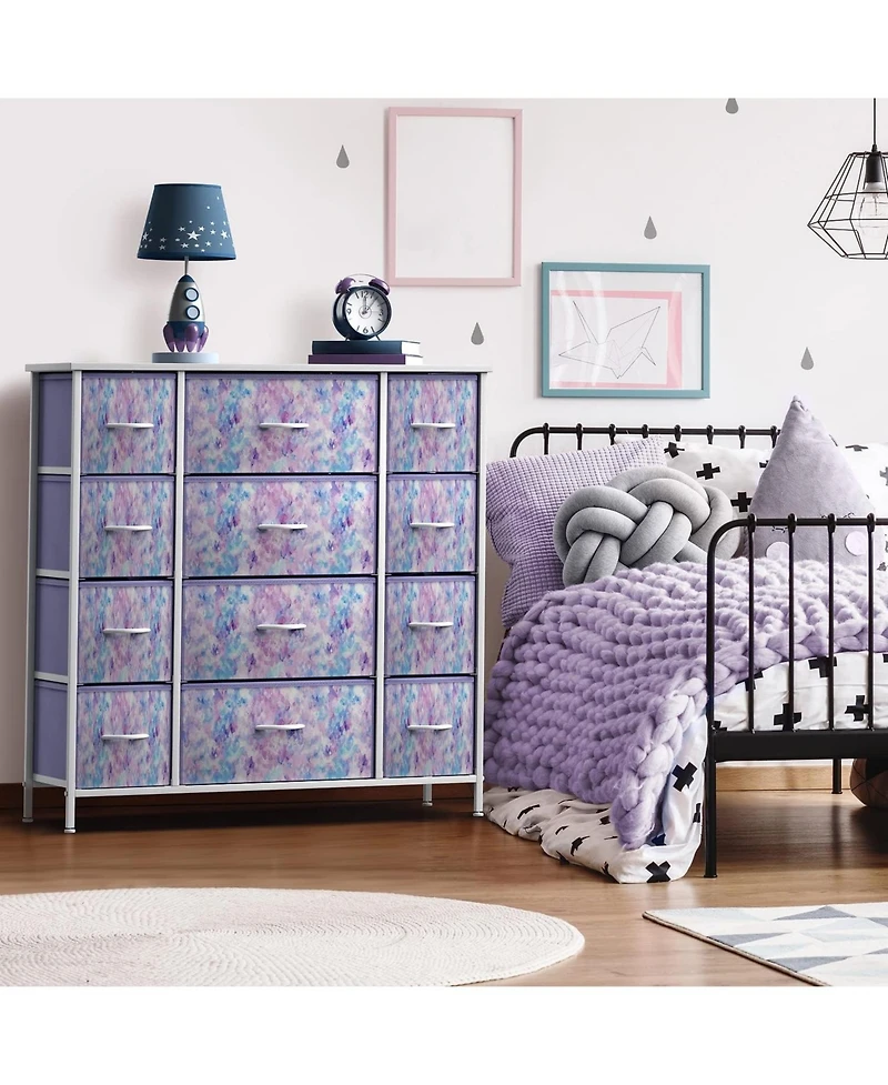 Sorbus Dresser with 12 Drawers - Chest Organizer Unit with Steel Frame Wood Top and handle - Large Dresser for Bedroom, Hallway & etc