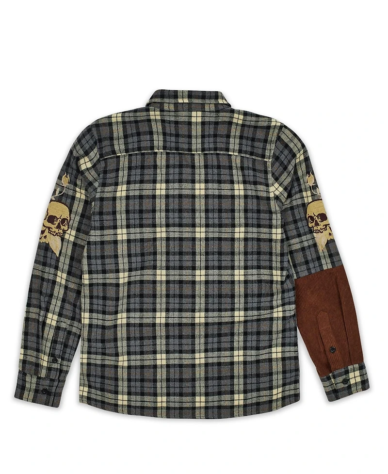 Reason Men's Skulls Embroidered Long Sleeves Overshirt