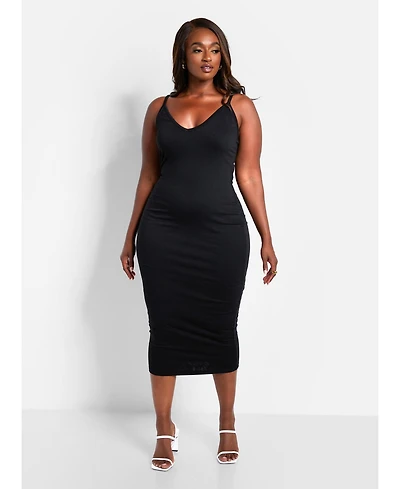 Rebdolls Women's Plus Essential Strappy Midi Bodycon Dress