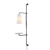 Jonathan Y Andre 1-Light Contemporary Industrial Iron Plug-In with Adjustable Marble Table Led Sconce