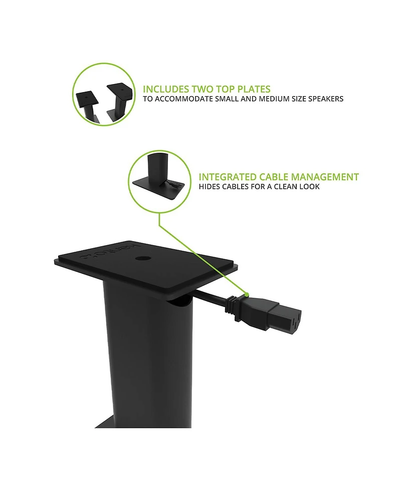 Kanto SP9 9" Universal Desktop Speaker Stands with Rotating Top Plates and Cable Management - Pair