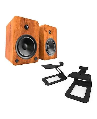 Kanto YU6 Powered Bookshelf Speakers with SE6 Elevated Desktop Speaker Stands