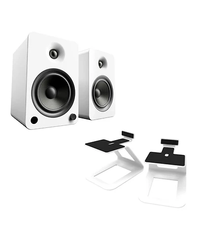 Kanto YU6 Powered Bookshelf Speakers with SE6 Elevated Desktop Speaker Stands