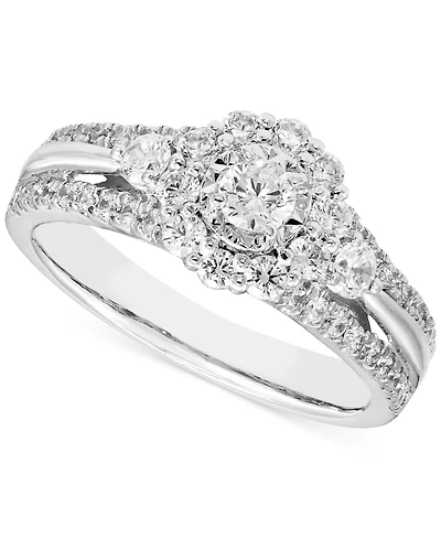 Diamond Halo Engagement Ring (1 ct. t.w.) in 14k White Gold