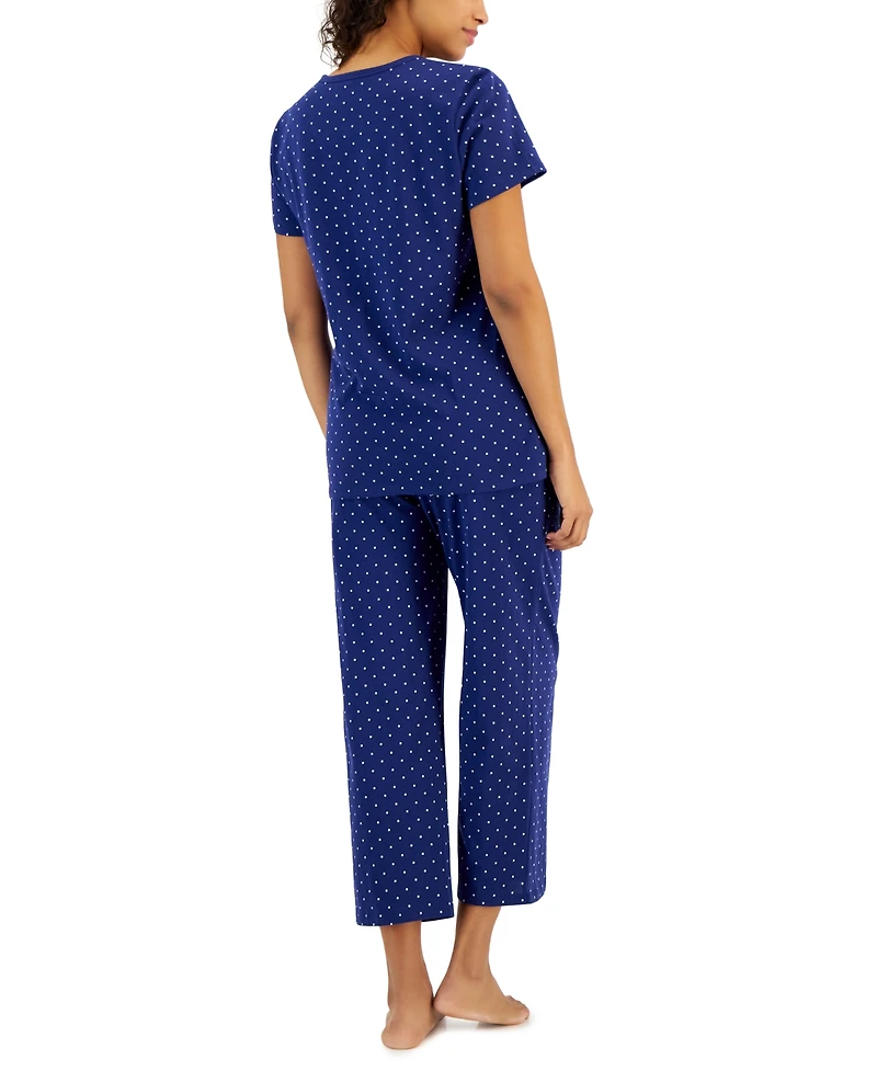 Charter Club Women's 2-Pc. Cotton Printed Cropped Pajamas Set, Created for Macy's