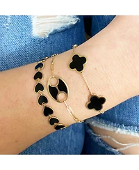 The Lovery Large Onyx Clover Bracelet 14K Yellow Gold