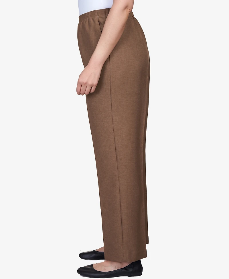 Alfred Dunner Petite Classic Textured Mid Rise Pull-On Pants