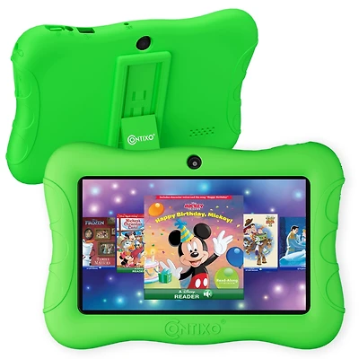 Contixo 7" Android Kids Tablet 32GB, Includes 50+ Disney Storybooks & Stickers, Protective Case with Kickstand, (2024 Model)