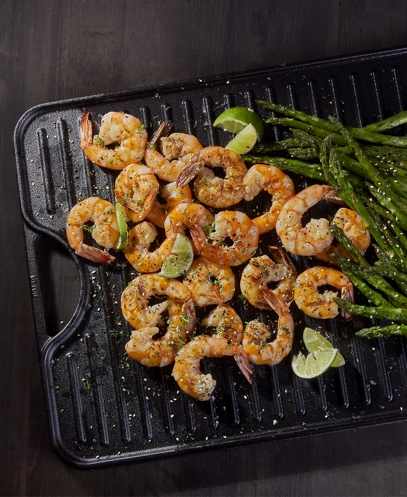 Victoria Large Rectangular Reversible Cast Iron Griddle, Solid, 20" x 14", Seasoned