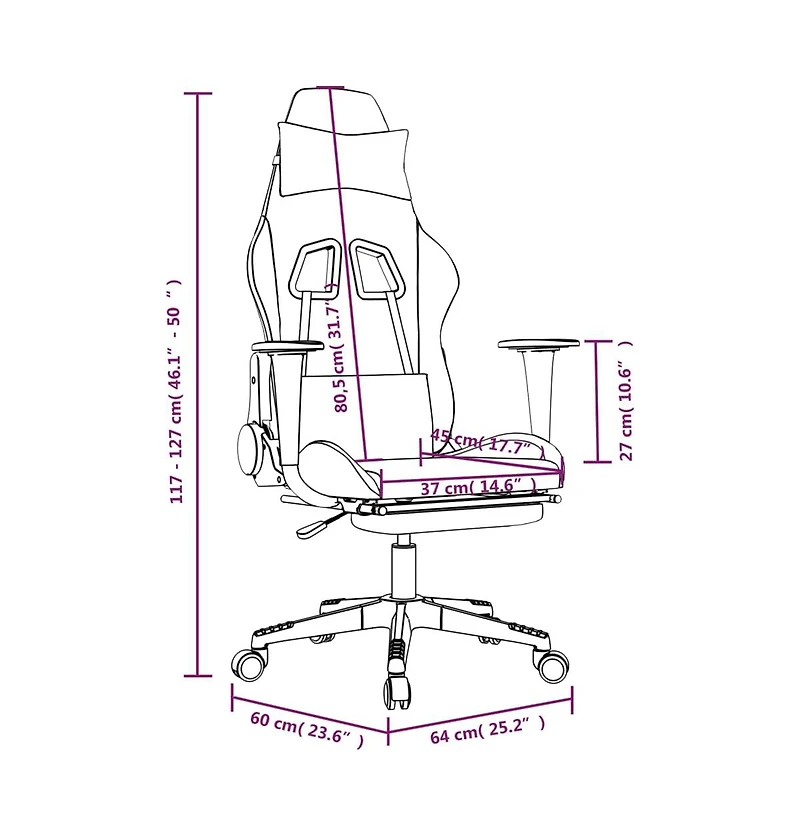 Gaming Chair with Footrest Camouflage and Black Fabric