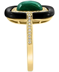 Effy Malachite, Onyx, & Diamond (1/5 ct. t.w.) Statement Ring in 14k Gold
