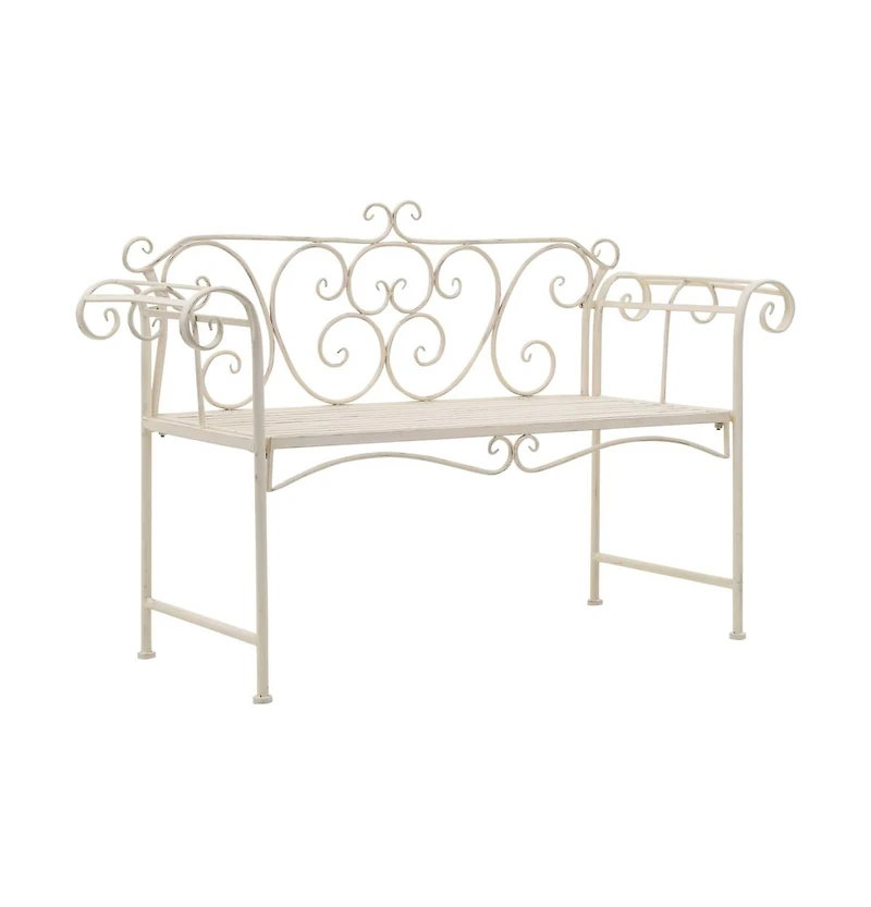 Patio Bench 52" Metal Antique White