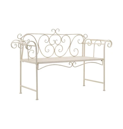 Patio Bench 52" Metal Antique White
