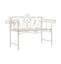 Patio Bench 52" Metal Antique White