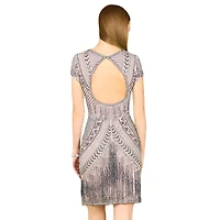 Women's Lara Brooklyn Beaded Fitted Short Dress with Open Back