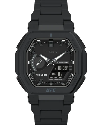 Timex Ufc Men's Colossus Analog-Digital Black Stainless Steel Watch, 45mm