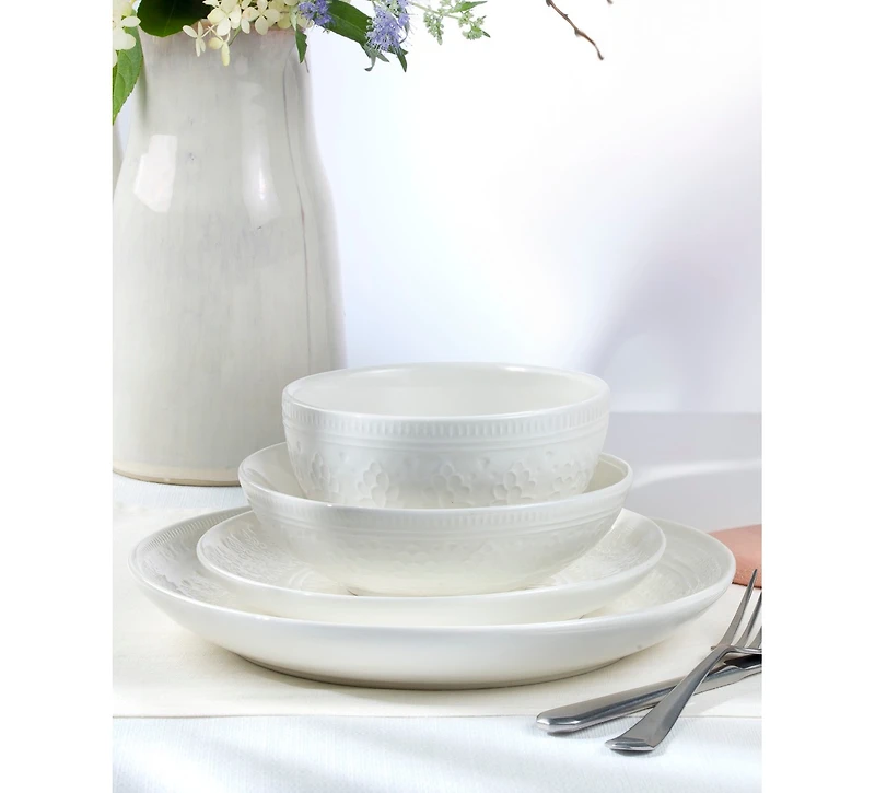 Euro Ceramica Fez 16 Pc. Double Bowl Dinnerware Set, Service for 4
