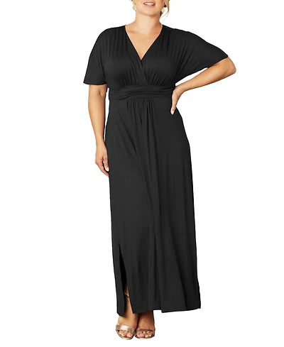 Kiyonna Women's Plus Vienna Kimono Sleeve Long Maxi Dress