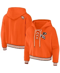 Women's Wear by Erin Andrews Orange Philadelphia Flyers Lace-Up Pullover Hoodie