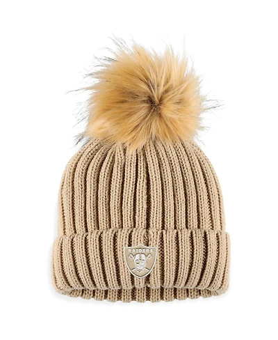 Women's Wear by Erin Andrews Natural Las Vegas Raiders Neutral Cuffed Knit Hat with Pom