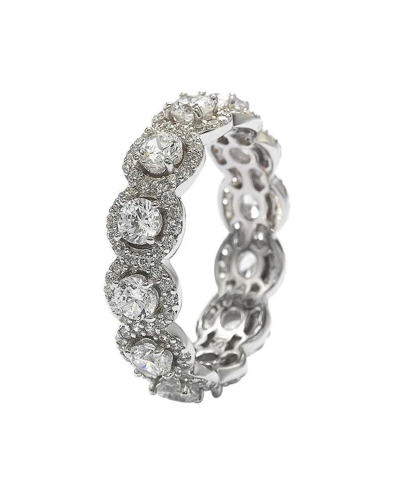 Suzy Levian Sterling Silver Round White Cubic Zirconia Eternity Band Ring