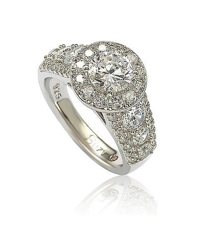 Suzy Levian New York Bridal Sterling Silver Cubic Zirconia Engagement Ring