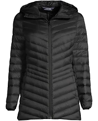 Lands' End Women's Tall Wanderweight Packable Down Hooded Long Jacket