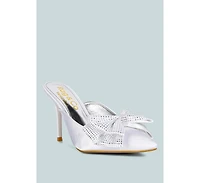 Rag & Co Elisda Womens Embellished Bow High Heel Mules