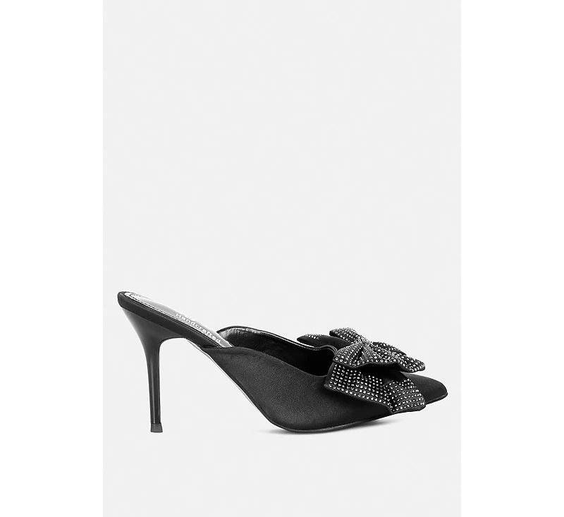 Rag & Co Elisda Womens Embellished Bow High Heel Mules