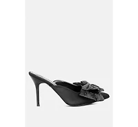 Rag & Co Elisda Womens Embellished Bow High Heel Mules