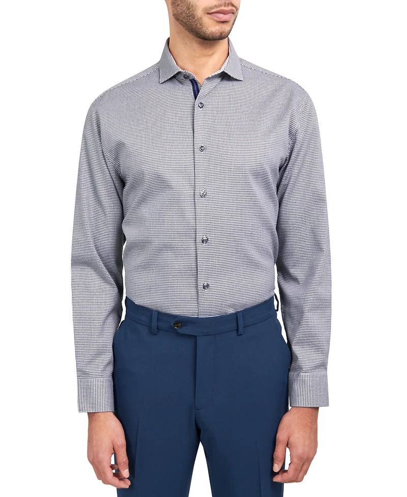 Michelsons of London Men's Regular-Fit Dobby Gingham Dress Shirt