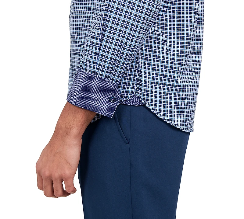 Michelsons of London Men's Regular-Fit Twill Check Dress Shirt