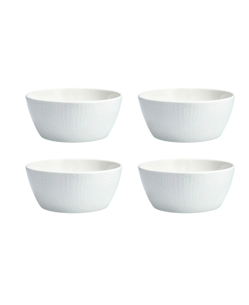 Fortessa White Embossed Cereal Bowls, Set of 4