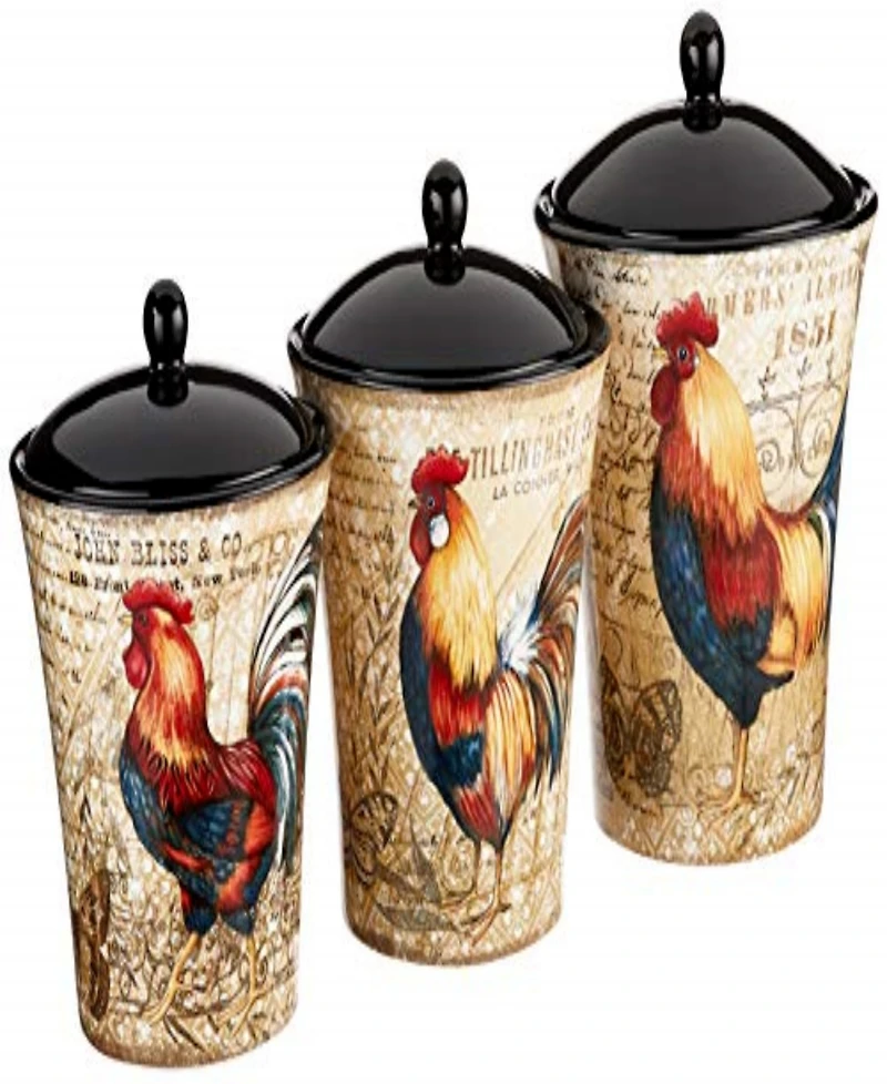 Certified International Gilded Rooster 3-Pc. Canister Set