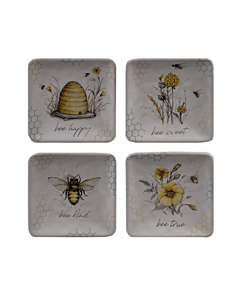 Certified International Bee Sweet 4-Pc. Canape Plates asst.