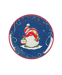 Holiday Magic Gnomes 4 Piece Dessert Plate Set