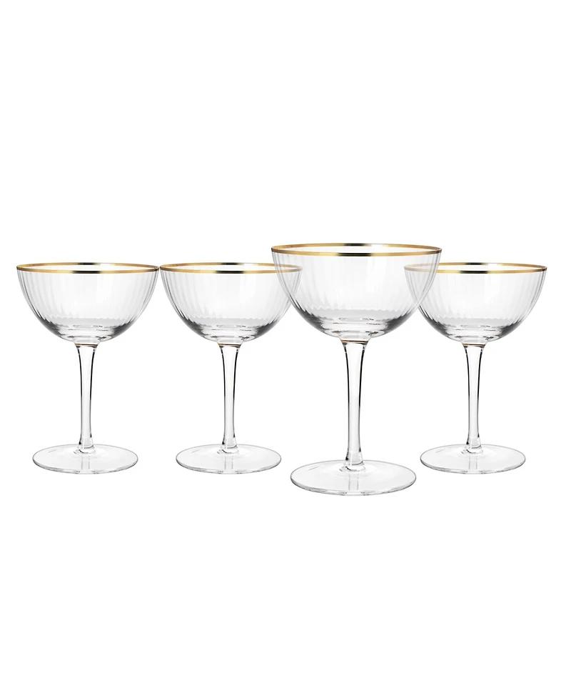 The Wine Savant Gold Rim Coupe Glasses, Set of 4