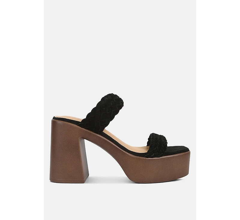 Misaki Womens Woven Suede Strap Platform Sandals