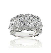 Suzy Levian Sterling Silver White Cubic Zirconia Flower Ring