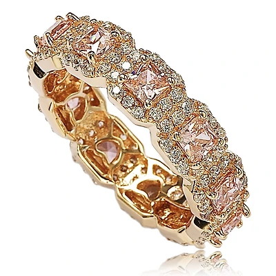 Suzy Levian Sterling Silver Cubic Zirconia Princess Cut Eternity Band Ring