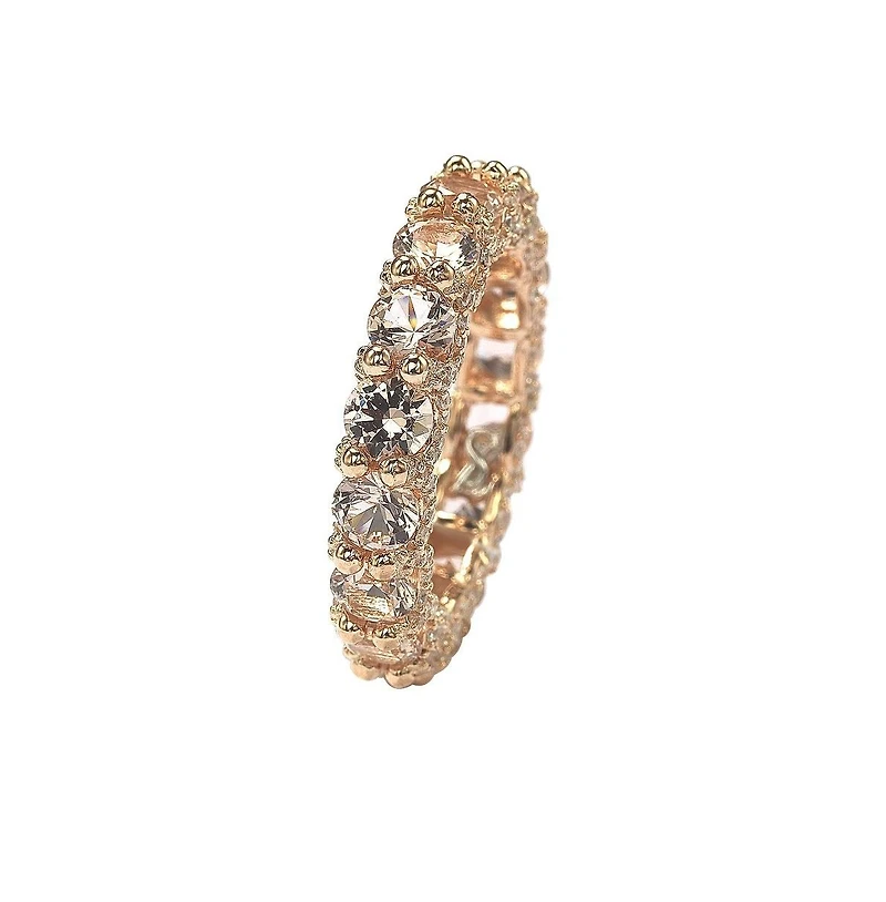 Suzy Levian Sterling Silver Cubic Zirconia Pave U-Shape Setting Eternity Band Ring
