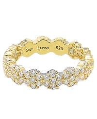 Suzy Levian Sterling Silver Cubic Zirconia Floral Eternity Band Ring