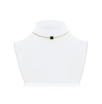 Sterling Silver Asscher-Cut Emerald Cz Tennis Choker - Gold Plated