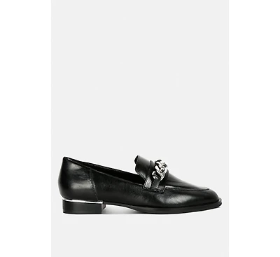 Pola Womens Leather Horsebit Loafers