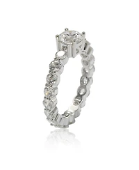 Suzy Levian Sterling Silver Round Cut Cubic Zirconia Bridal Eternity Band Ring