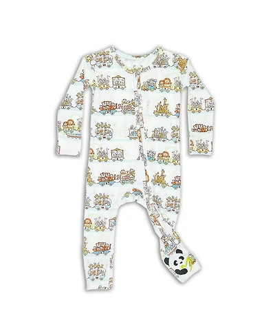 Bellabu Bear Baby Boys or Baby Girls, Baby Zoo Train Convertible Footie Pajama