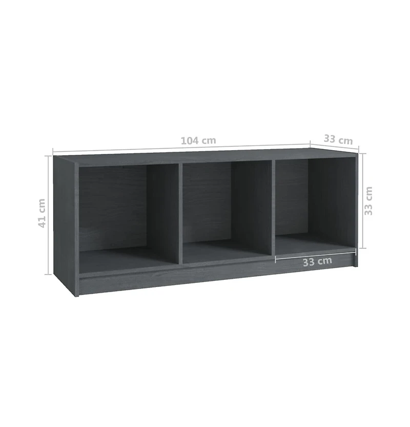 Tv Stand Gray 40.9"x13"x16.1" Solid Wood Pine