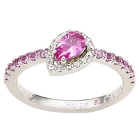 Suzy Levian Sterling Silver Sapphire Pear Shape Petite Ring