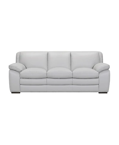 Zanna 92" Genuine Leather with Wood Legs in Contemporary Sofa