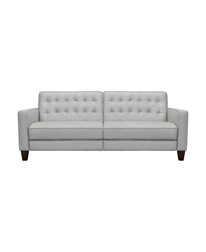 Wesley 81" Genuine Leather Power Footrest Tuxedo Arm Sofa